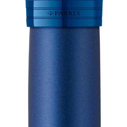close up of parker blue pen